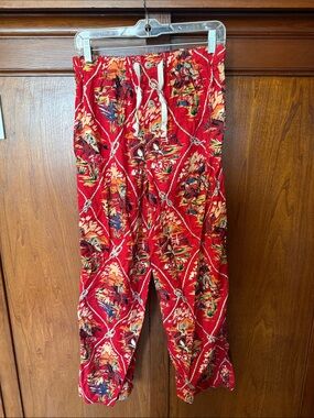 Vintage Print Red Western Cowboy Pattern Pants